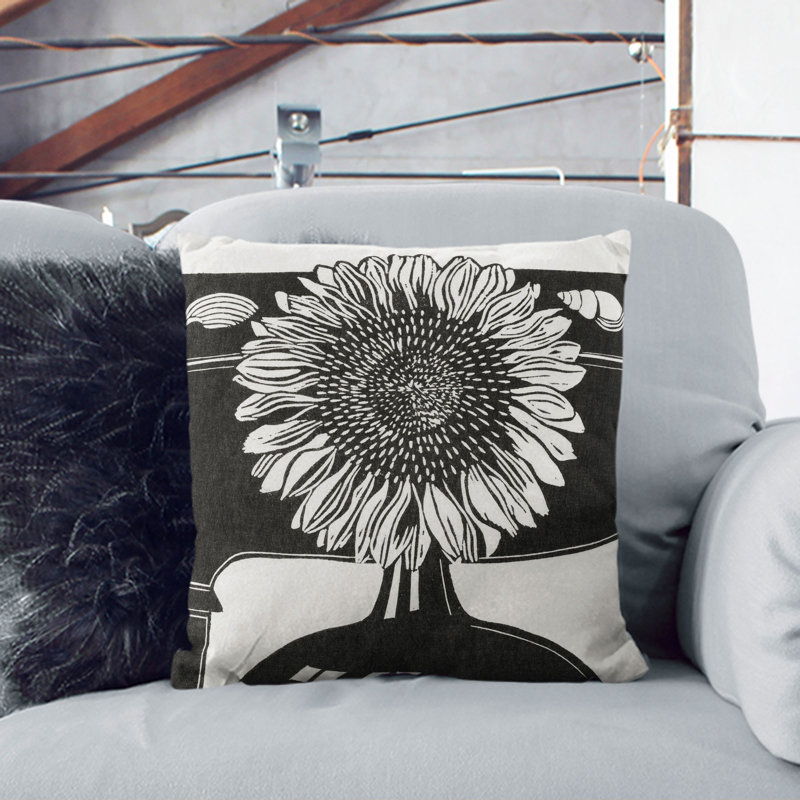 Square Throw Cushion, 40cm H x 40cm W x 15cm D, Black