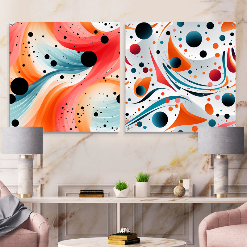 Motif de pois tourbillons Nomadic - ensemble abstrait d'art mural en acrylique sur verre, H 16 po x l 33 po
