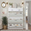 Armoire à chaussures étroite autoportante avec 3 tiroirs rabattables-1260934971