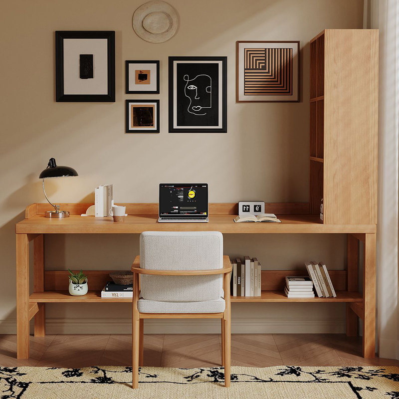 Bureau rectangulaire en bois massif brun, H 70,87 po x l 94,49 po x P 23,62 po