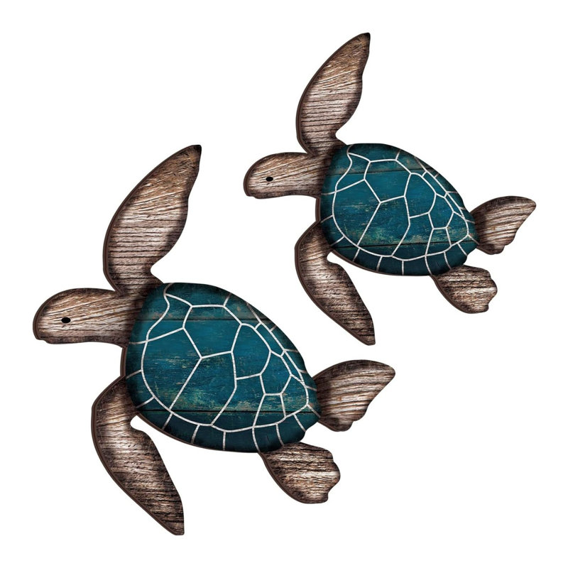 Ensemble de décoration murale tortue de mer en bois