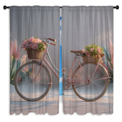 Rideau de fenêtre rose avec fleurs et rideaux obscurcissant - 2 panneaux