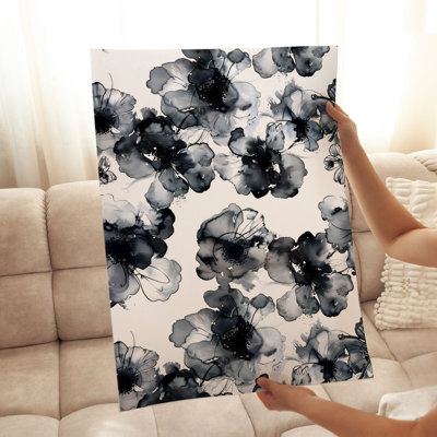 Impression florale moderne en noir et blanc