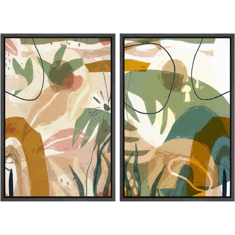 Mid Century Shape 2 - Pieces, Black, 36" H x 48" W