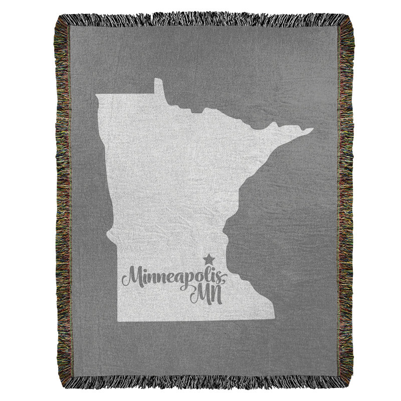 Jeté en coton tissé minneapolis minnesota, l 50 po x L 60 po, Gris