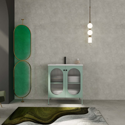 Meuble-lavabo autoportant de 30 po avec lavabo en céramique