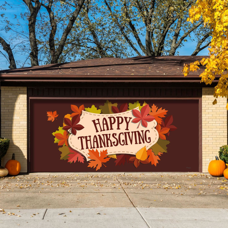 Murale de porte de garage happy thanksgiving automne