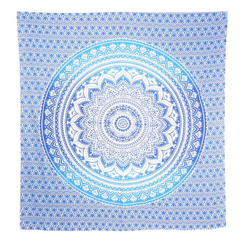 92" X 84" Blue And White Mandala Cotton Hanging Tapestry