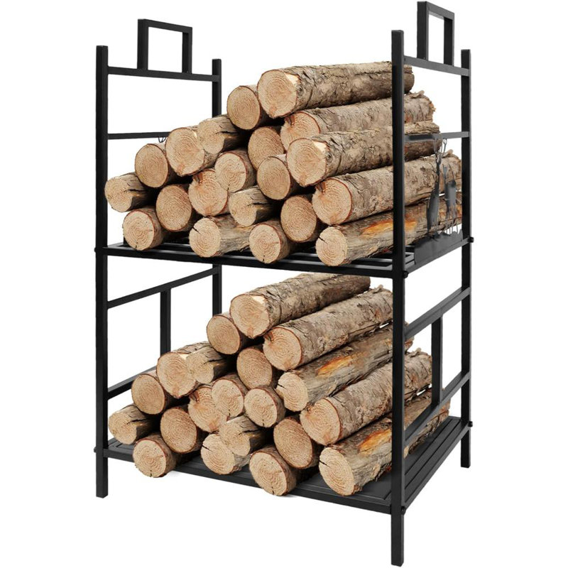 Support extérieur en bois de chauffage à deux couches antirouille