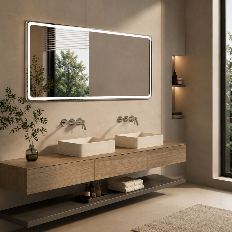 Lavabo de salle de bain rectangulaire moderne 19,68 "beige et gris en béton