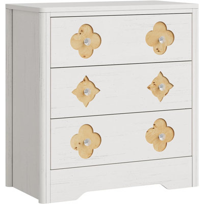 Commode cannelée pour chambre à coucher, commode haute de 35,4 po pour commode avec 3 commodes cannelées avec armoire de rangement pour vêtements, organisateur de tiroir pour chambre à coucher, blanc