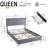 Queen Size Bed with Storage Drawers Upholstered Platform Bed Adjustable with Nailhead Trim Headboard Wooden Slats Support Bed Frame-88284567-88284570