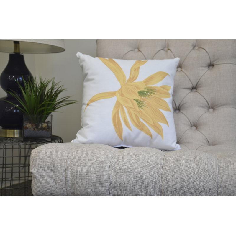 Cuban Flare Floral Reversible Throw Pillow, Yellow, 18" x 18"