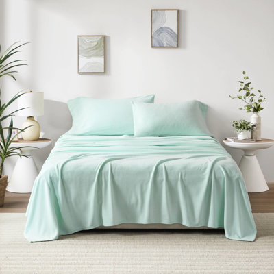 , Grand drap 4 pièces, 100% molleton, doux, confortable, boulochage, lavable à la machine, drap plat, taies d'oreiller ajustées, matelas de 16 po