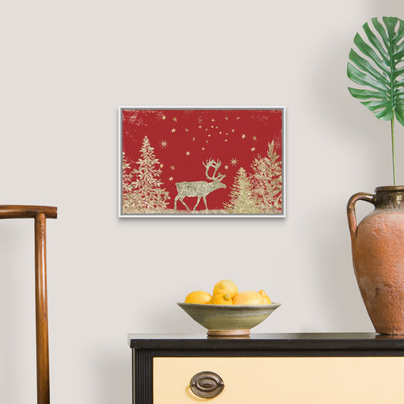 Reproduction d’art sur toile dorée, Cadre blanc, 14" H x 20" W x 1.75" D