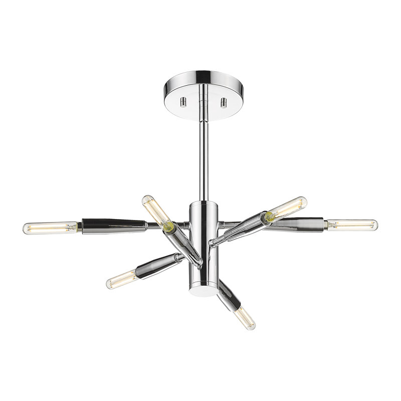 Stapleford 6 - Light Dimmable Sputnik Modern Linear Chandelier, Chrome