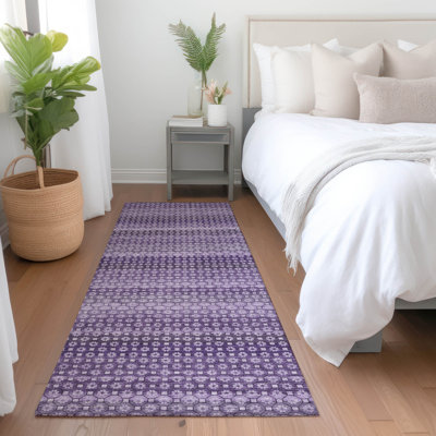Machine Washable Indoor/Outdoor Christain ACN1423 Lavender Rug