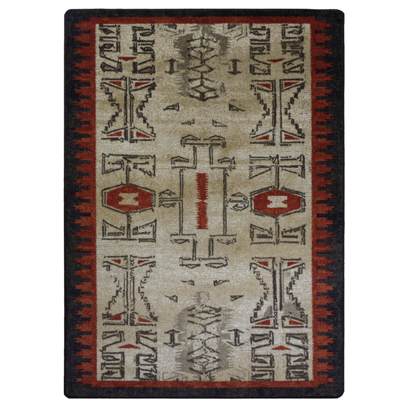 Tapis rouge tissé à la machine, Rectangle 5 pi x 8 pi