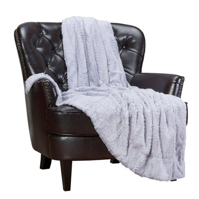 Fuzzy Textured Ruffle Faux Fur Throw