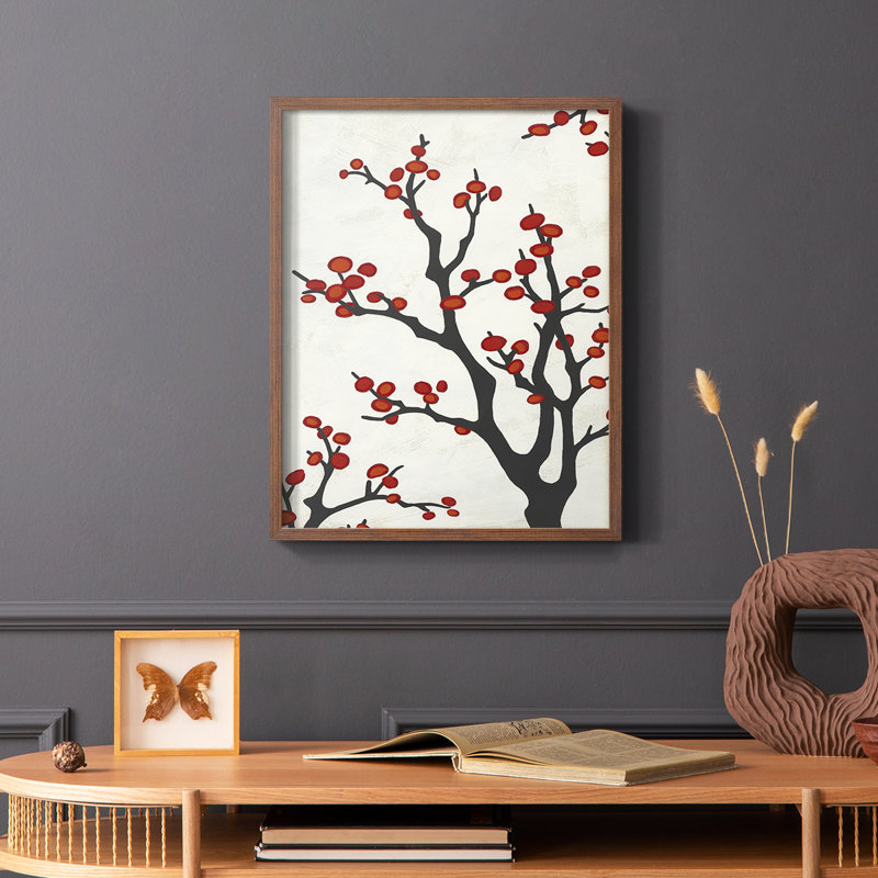 «Red Berry Branch II», reproduction encadrée - bois massif, Brun, H 20 po x l 16 po