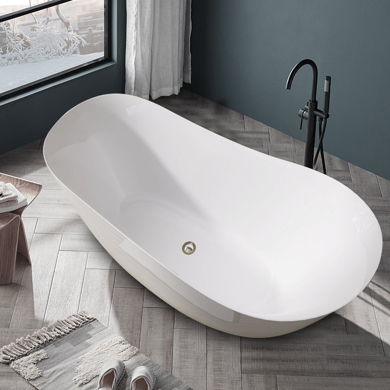 Baignoire de trempage autoportante en acrylique 65 po