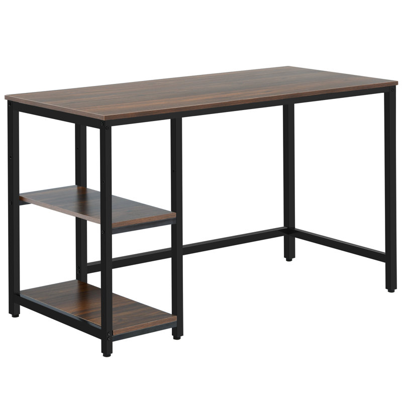 Wooden Computer Deskwith Adjustable Shelf, 29.5" H x 47" W x 24" D, Rustic Brown