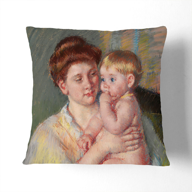 Mother And Child Vol.4 Square Throw Cushion, Black, 55cm H x 55cm W x 20cm D