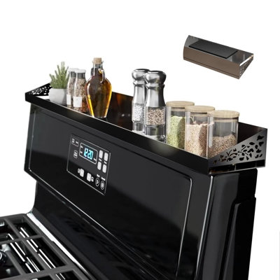 30" Magnetic Stove Top Shelf, Magnetic Spice Rack And Seasoning Organizer, Black