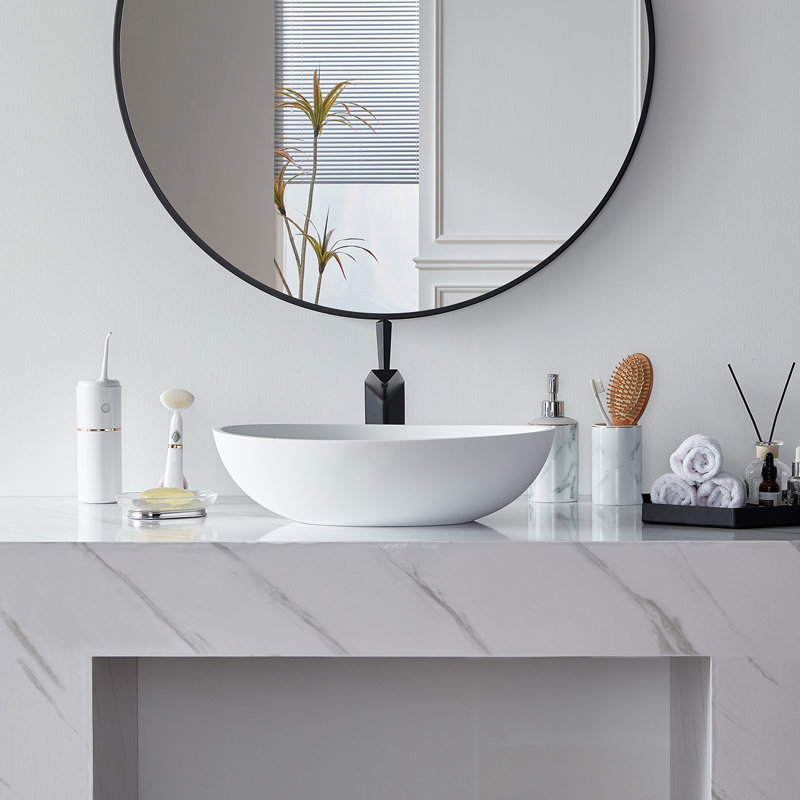 Lavabo de salle de bain vasque ovale blanc mat L 20 po x l 14 po x H 6 po Pensen