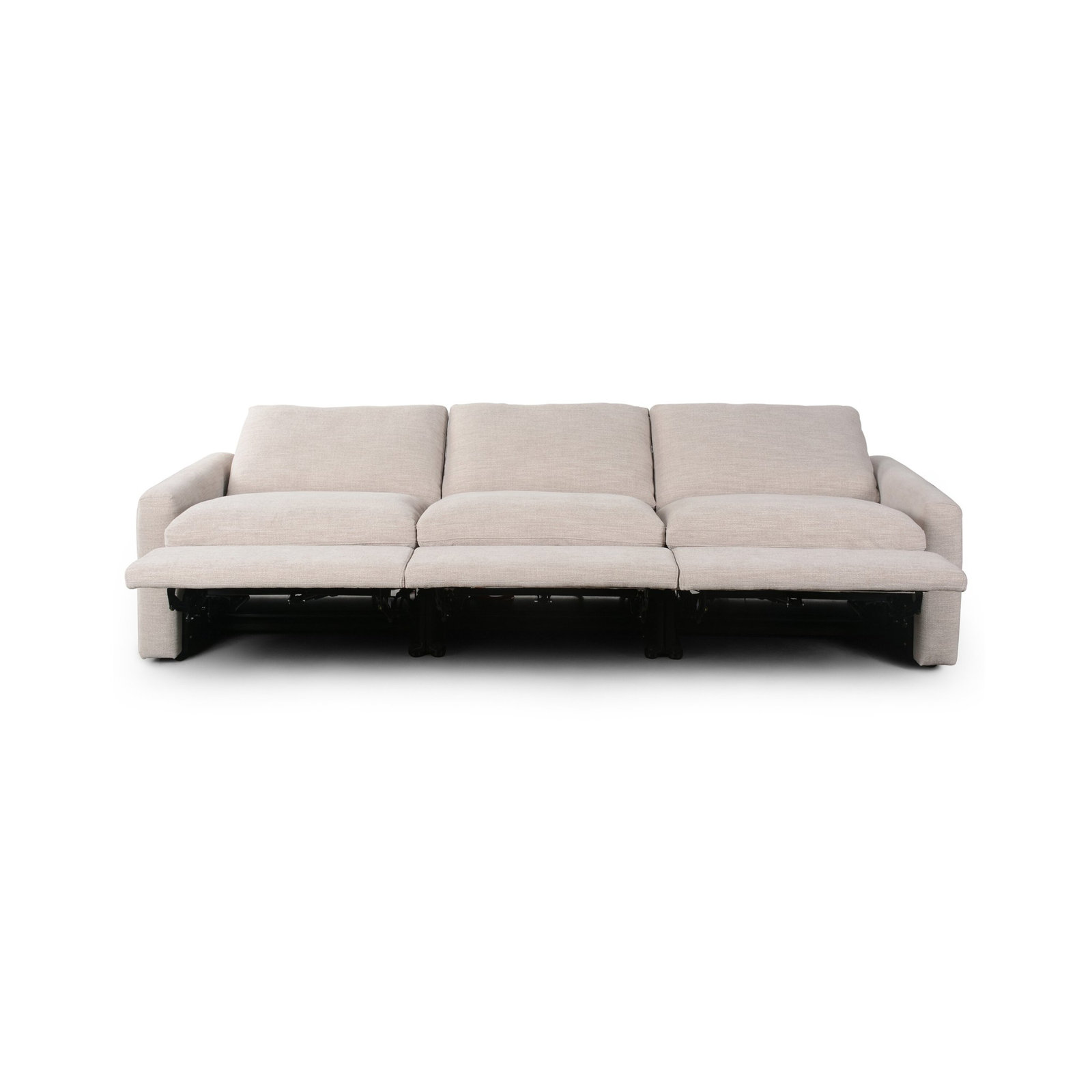 Downing 111" Genuine Leather Reclining Sofa, Laken Stone Performance Weave