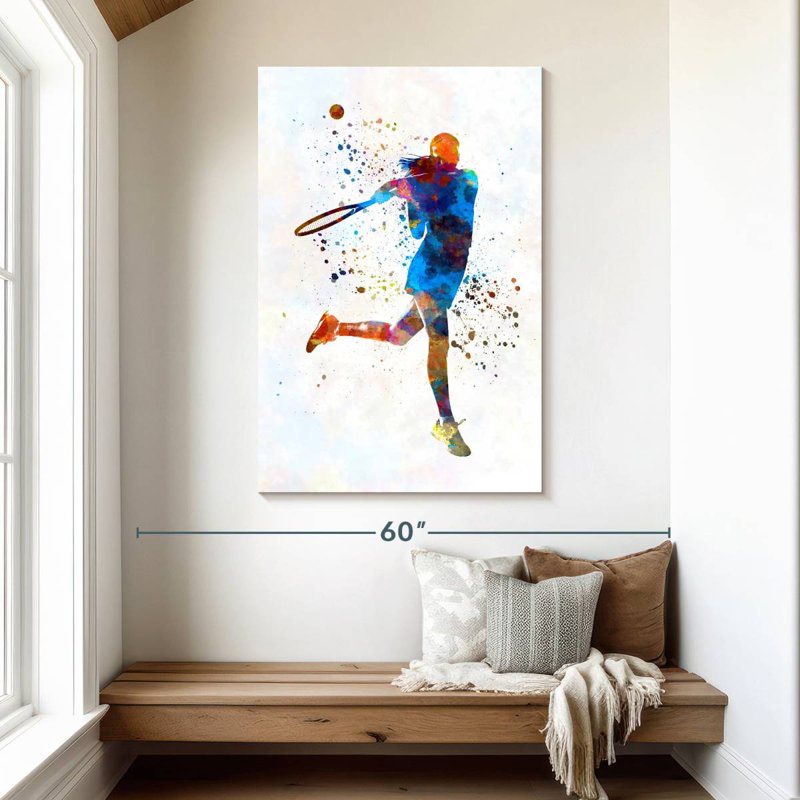 Sirci, joueuse de tennis à l'aquarelle I, H 48 po x l 32 po