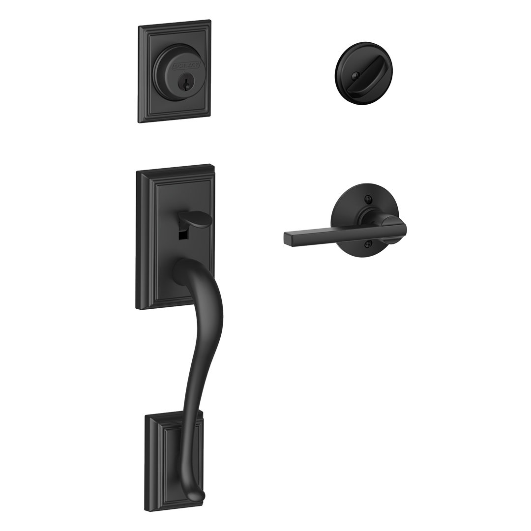 Addison Handleset with Deadbolt and Latitude Door Lever and Rosette Schlage
