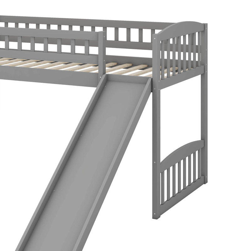 Twin Size Loft Bed With Slide, Gray