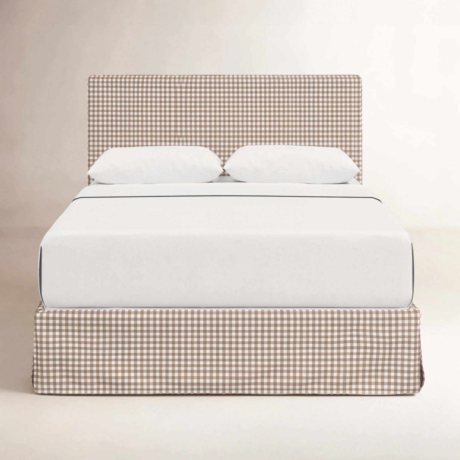 Verona Cotton Upholstered Bed, Classic Gingham Tan, Full