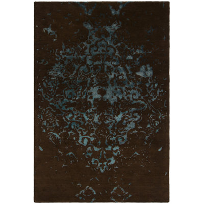 Donielle Authentic Hand-Tufted Handmade Brown & Blue Ikat Wool Area Rug