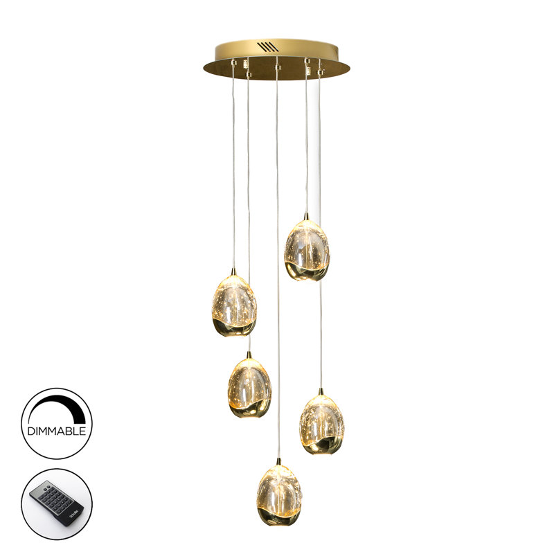 Neher 5 - Light LED Cluster Pendant, Gold