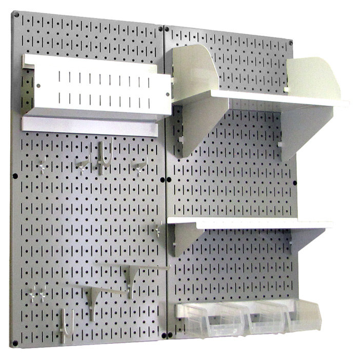 Hobby Craft Pegboard Organizer Storage Kit, Gray and White