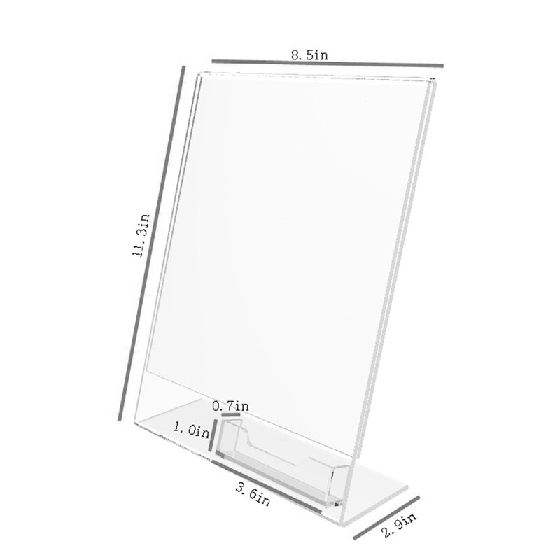 Porte-affiche transparent en acrylique avec dos incliné