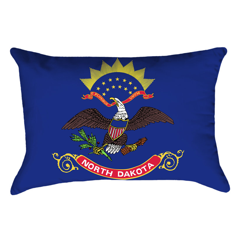 Drapeau north dakota, Coussin lombaire, Polyester, Similisuède - Fermeture à glissière dissimulée