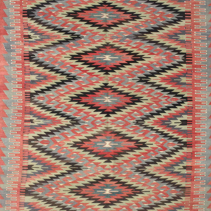 Tapis brun / vert Tisa Southwestern, Carré 6 pi