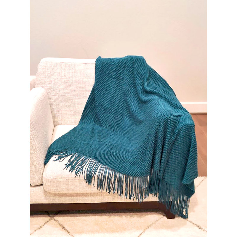 Knitted Throw Blanket, Teal