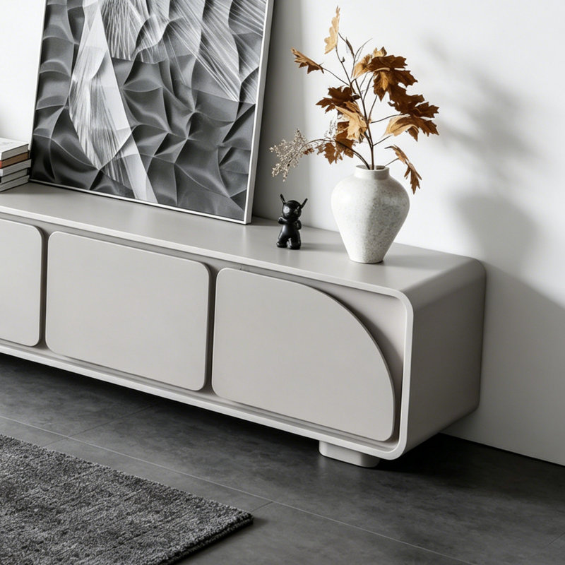Meuble télé simple de style crème gris