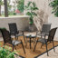Outdoor Stackable Garden Patio Dining Armchairs with PVC-coated polyester Seat-125544593-121377056