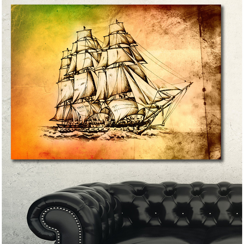 «Large Antique Moving Boat», impression, H 8 po x l 12 po x P 1 po, Toile tendue