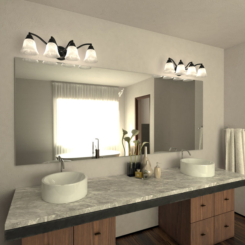 Éclairage de salle de bain à intensité variable 4 lumières Moyer, Bronze bruni huilé