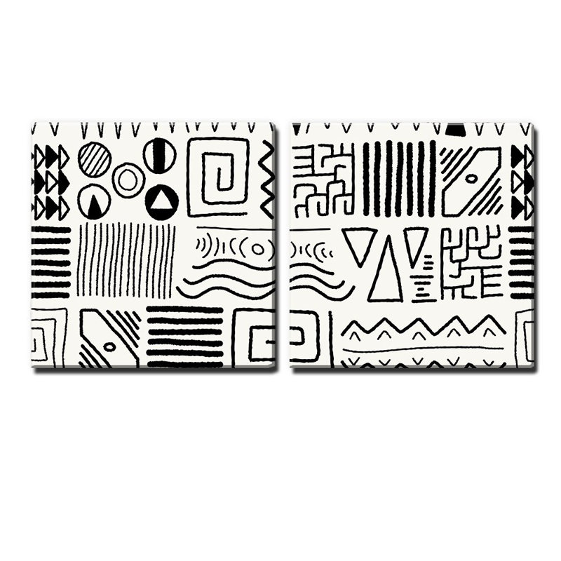 Motif géométrique sur toile, 2 pièces, H 12 po x l 24 po x P 1,5 po