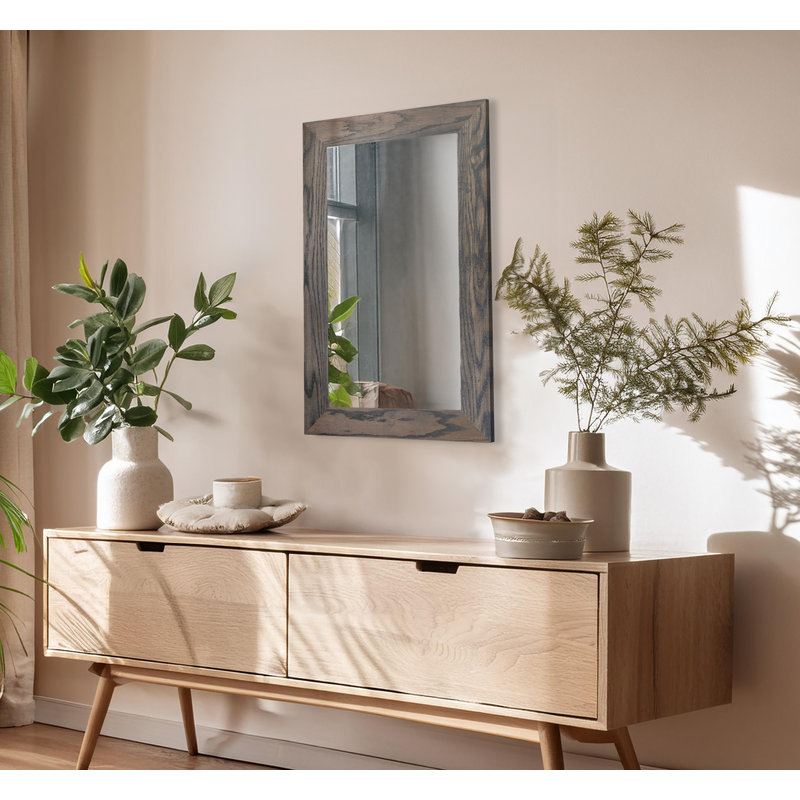 Miroir en bois franc Lark Manor ™ Ozark, 33 po x 18 po, Gris carbone