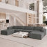 Modular Corduroy Boneless Sofa With 2 Ottomans, No Assembly Required, With High Rebound Sponge