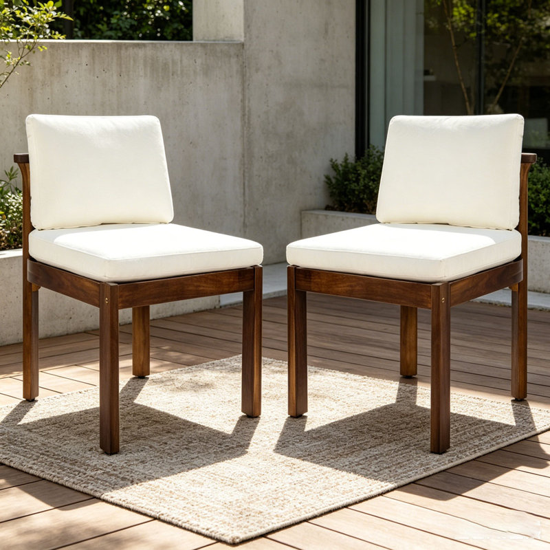 Chaise d'extérieur en bois d'acacia, Brun et crème - 2 pièces