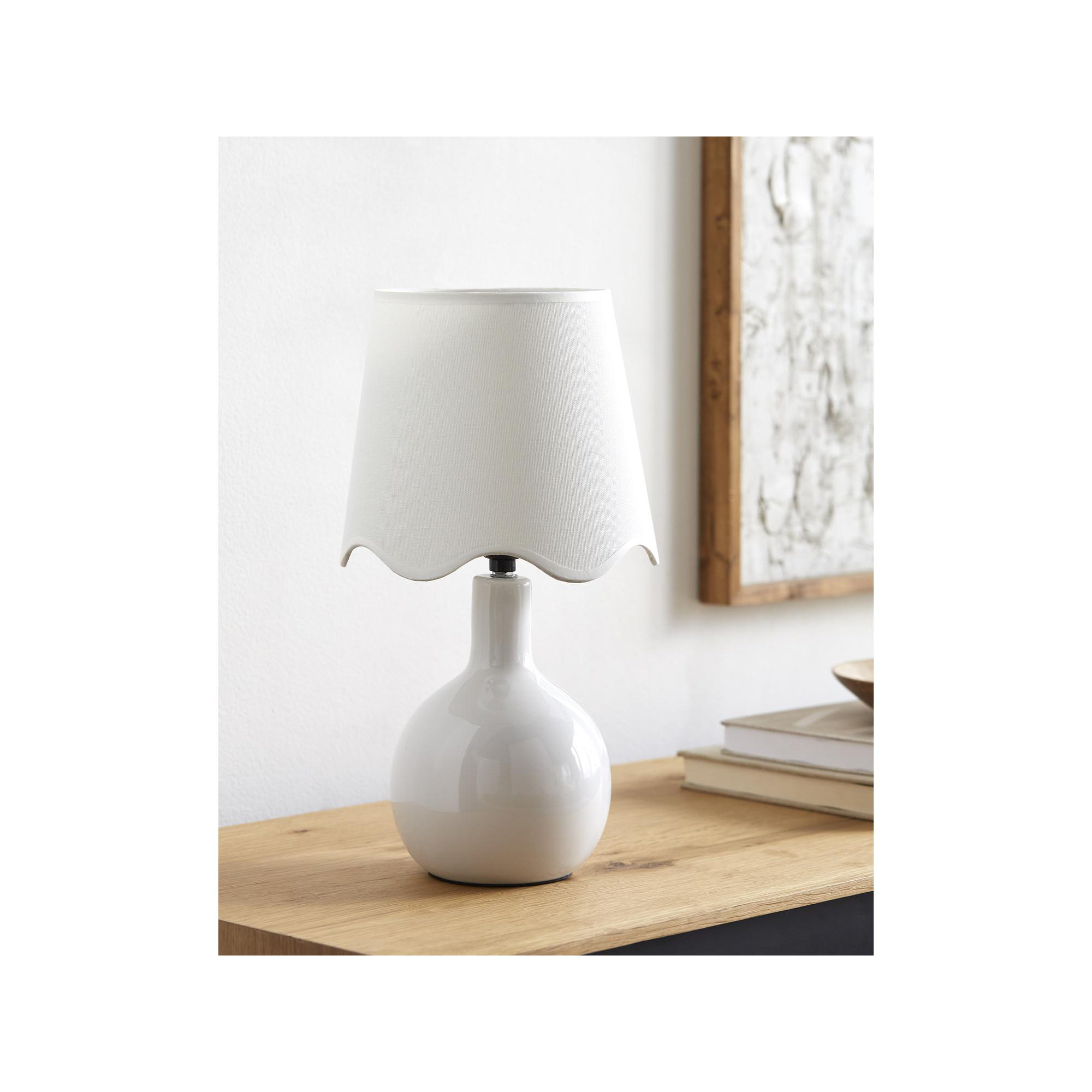 Maura Accent Table Lamp, White, White, 15"H x 9"W x 9"D